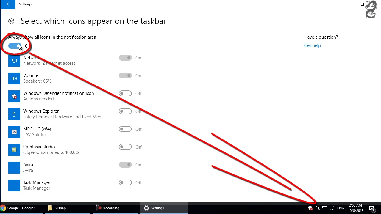 show taskbar display